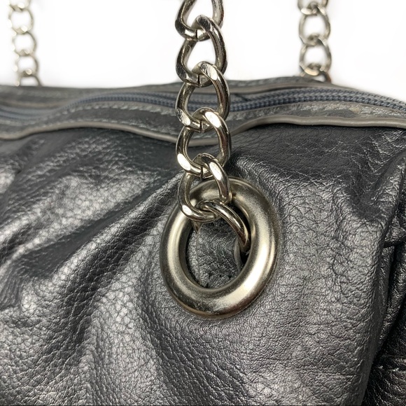 Nine West dark gray handbag w/ chain handles. - Picture 4 of 11